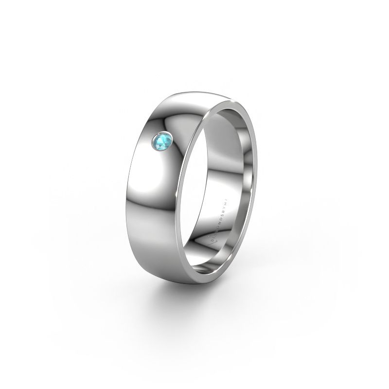 Trouwring WH0101L26AP 585 witgoud blauw topaas ±6x1.4 mm