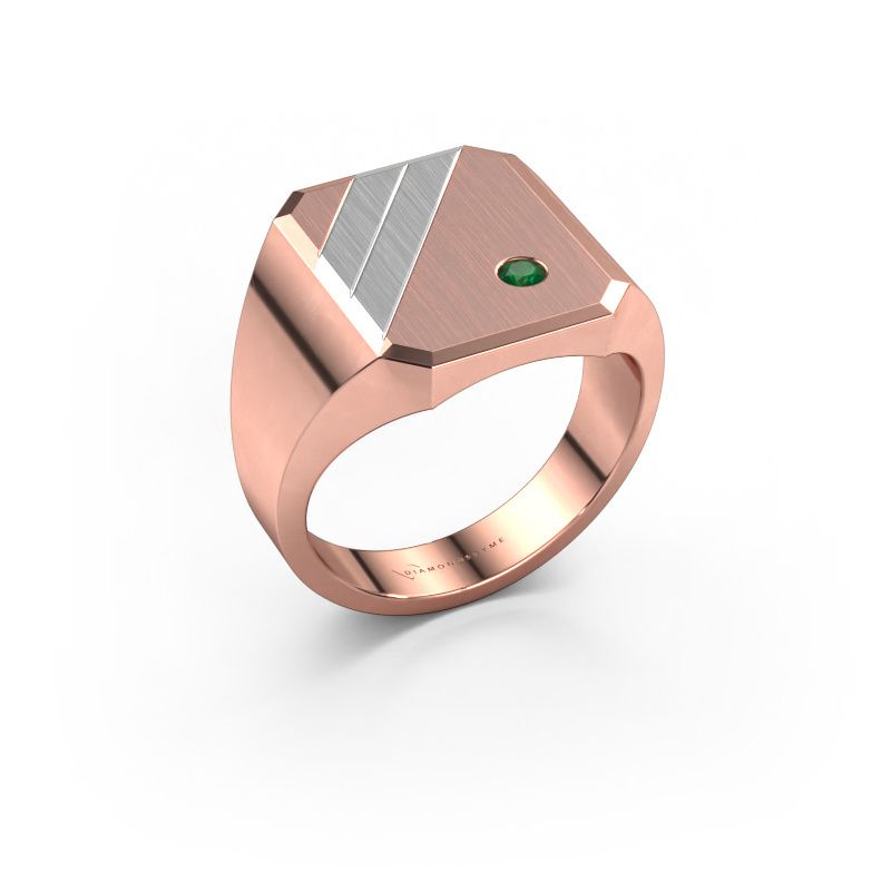 Siegelring Patrick 4 585 Roségold Smaragd 2.5 mm