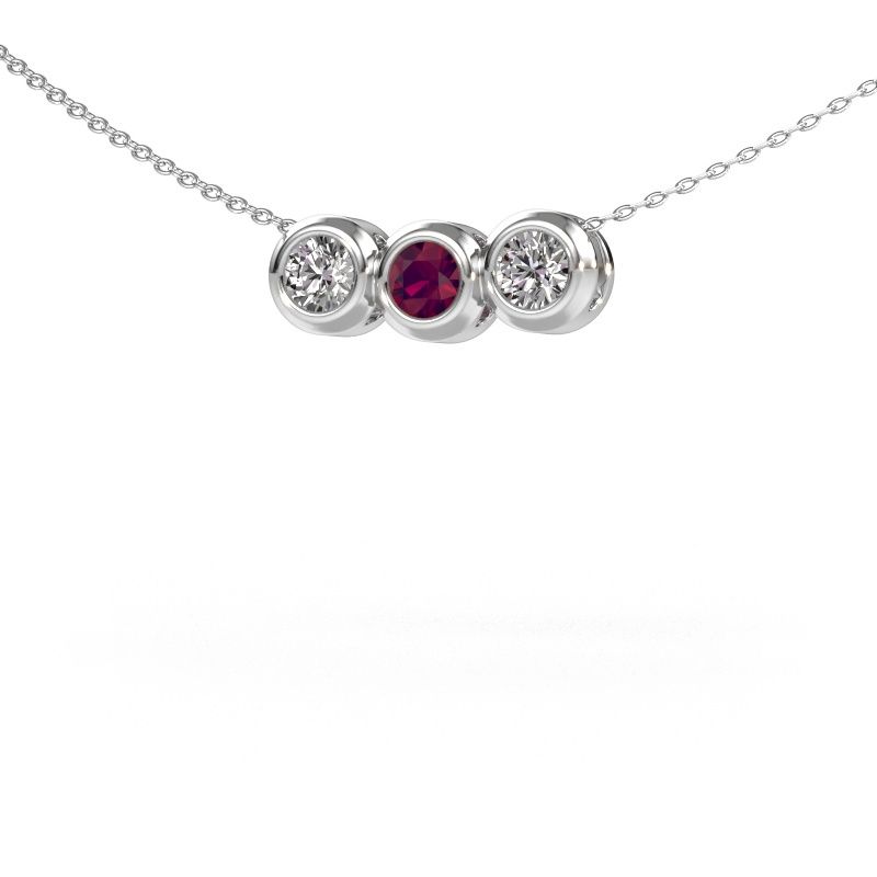 Collier Kim 3 585 or blanc rhodolite 4 mm