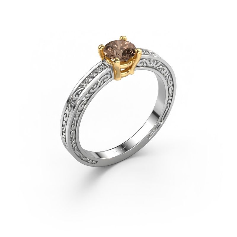 Verlobungsring Claudette 2 585 Weißgold Braun Diamant 0.54 crt