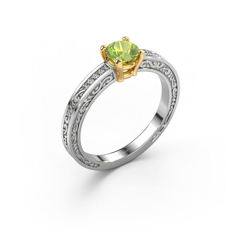 Engagement ring Claudette 2 585 white gold peridot 5 mm