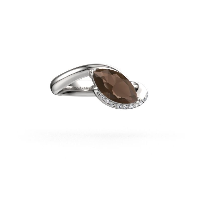 Verlovingsring Aida MRQ side 585 witgoud rookkwarts 11x5.5 mm