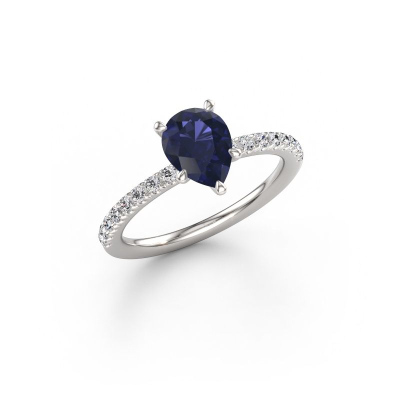 Anello di fidanzamento Crystal PER 2 585 oro bianco zaffiro 8x6 mm