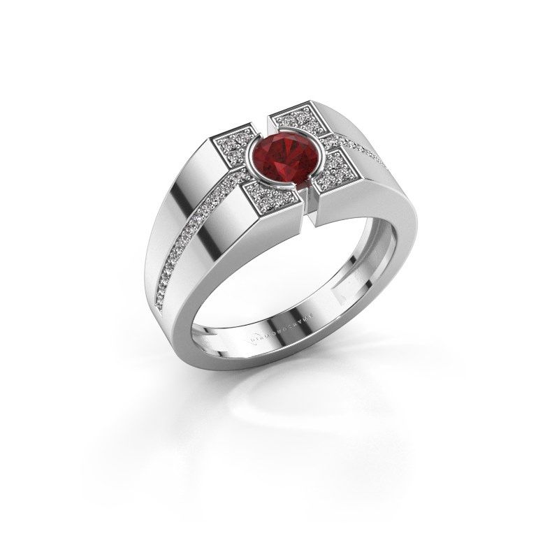 Afbeelding van Herenring Thijmen<br/>950 platina<br/>Robijn 5 mm