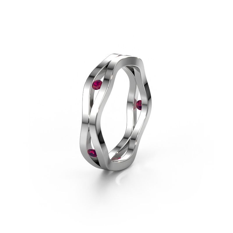 Trouwring WH2122L 585 witgoud rhodoliet ±5x1.8 mm