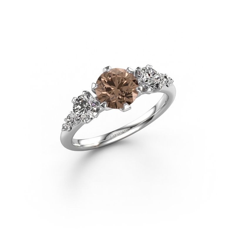 Verlovingsring Aniek RND 585 witgoud bruine diamant 1.565 crt