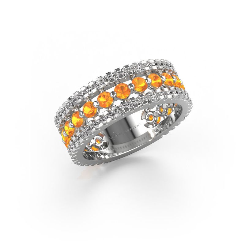 Ring Elizbeth 2 585 white gold citrin 2.4 mm