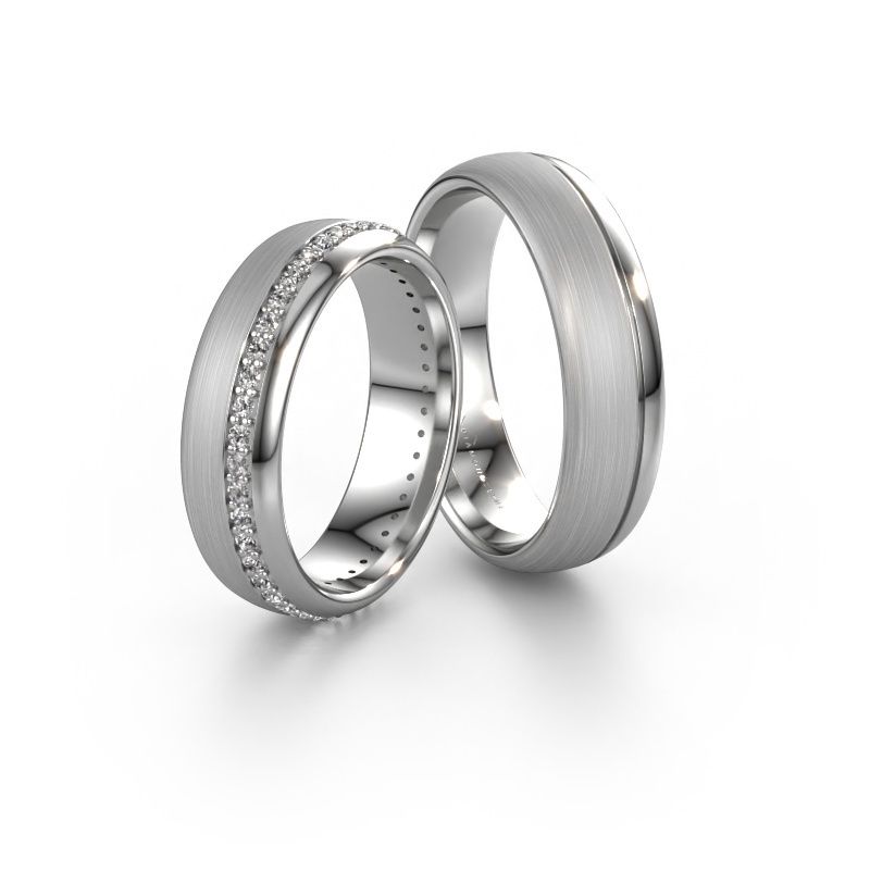 Eheringe set WH0303LM36BMP ±6x2 mm 14 Karat Weißgold Diamant 0.01 crt