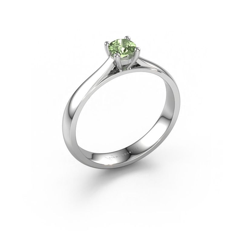 Engagement ring Sam 585 white gold green lab grown diamond 4.2 mm