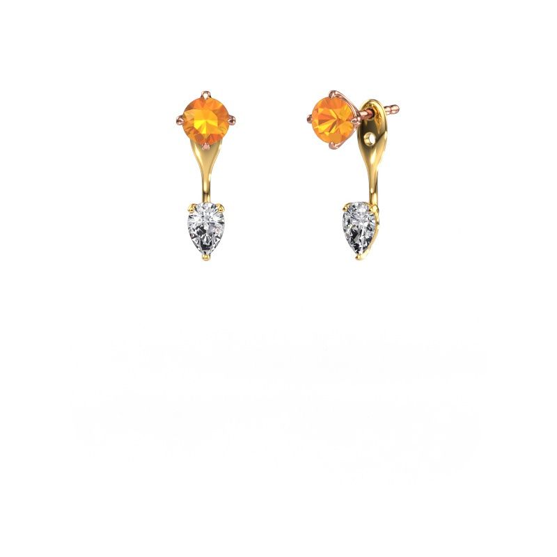 Drop earrings Kate RND-PER 585 rose gold citrin 5 mm