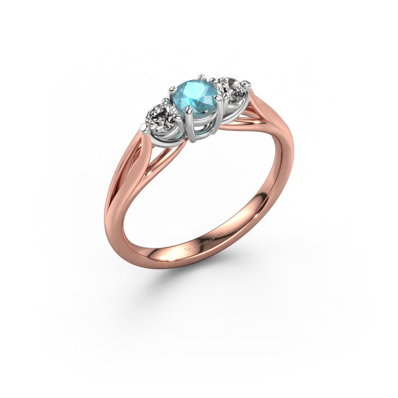 Bague de fiançailles Amie RND 585 or rose topaze bleue 4.2 mm