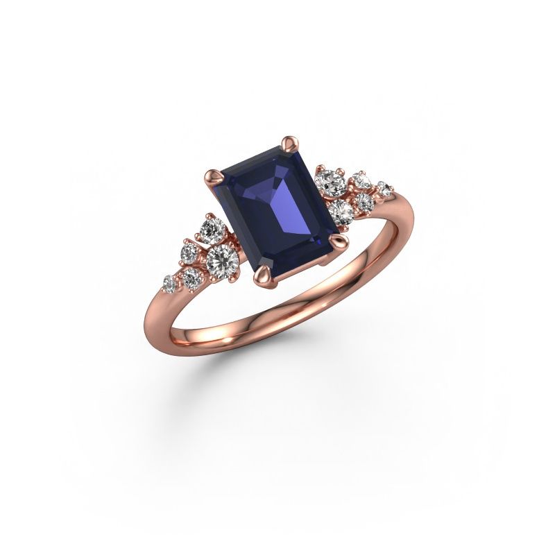 Bague Royce EME 585 or rose saphir 8x6 mm