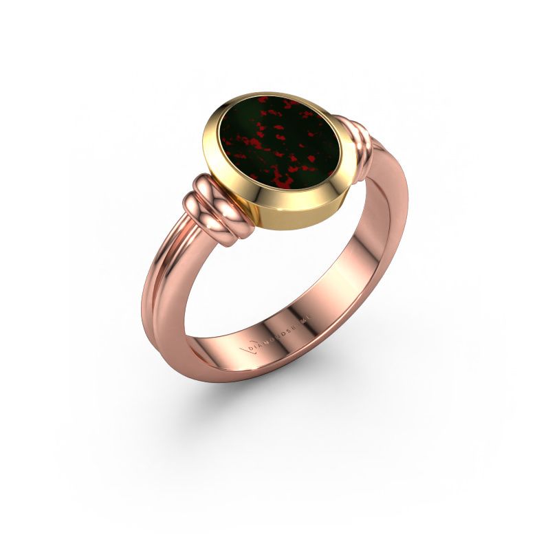Signet ring Brenda 1 585 rose gold bloodstone 10x8 mm