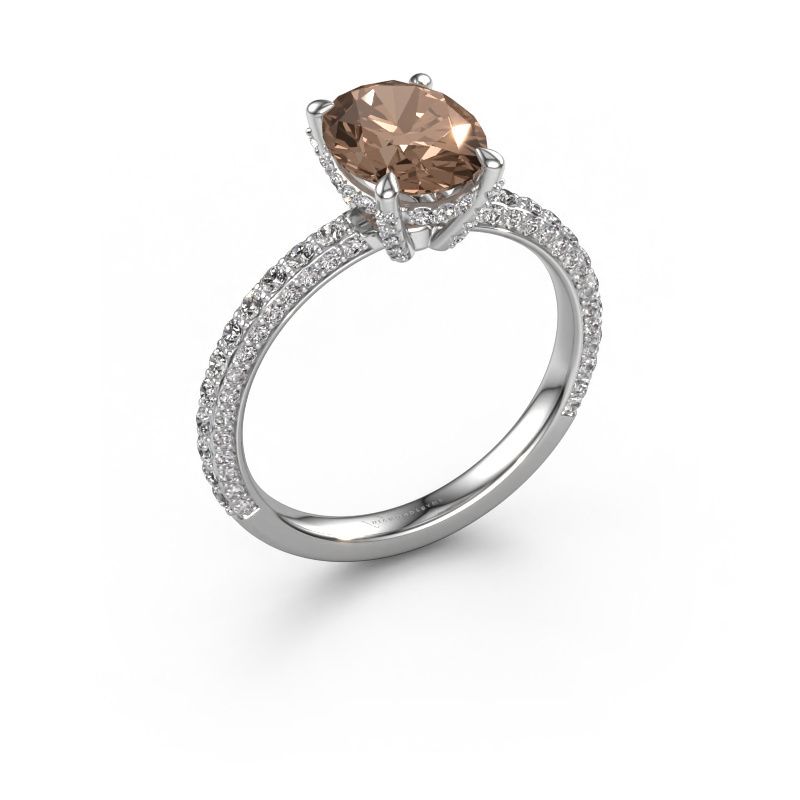 Bague de fiançailles Saskia 2 OVL 950 platine diamant brun 2.508 crt
