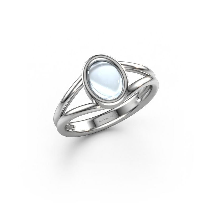 Ring Lieselotte 950 platina aquamarijn 9x7 mm