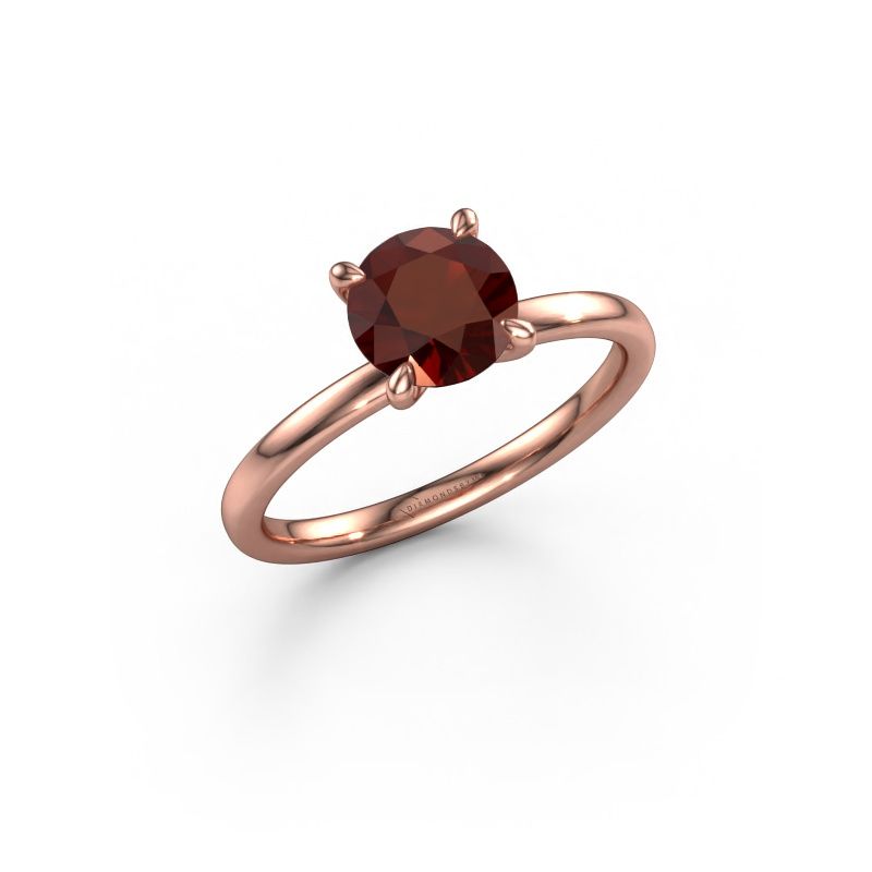 Bague de fiançailles Crystal RND 1 585 or rose grenat 6.8 mm