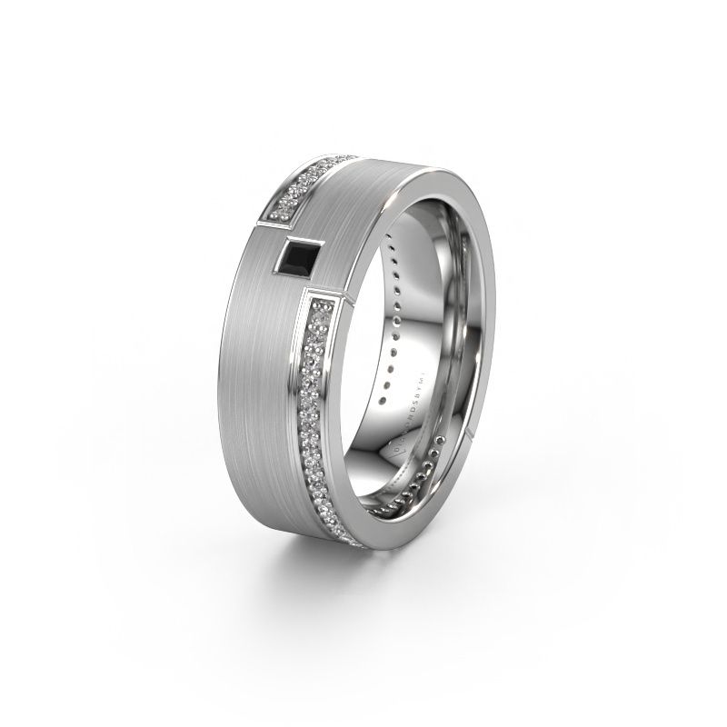 Trouwring WH2048L17DM 950 platina zwarte diamant ±7x2.4 mm