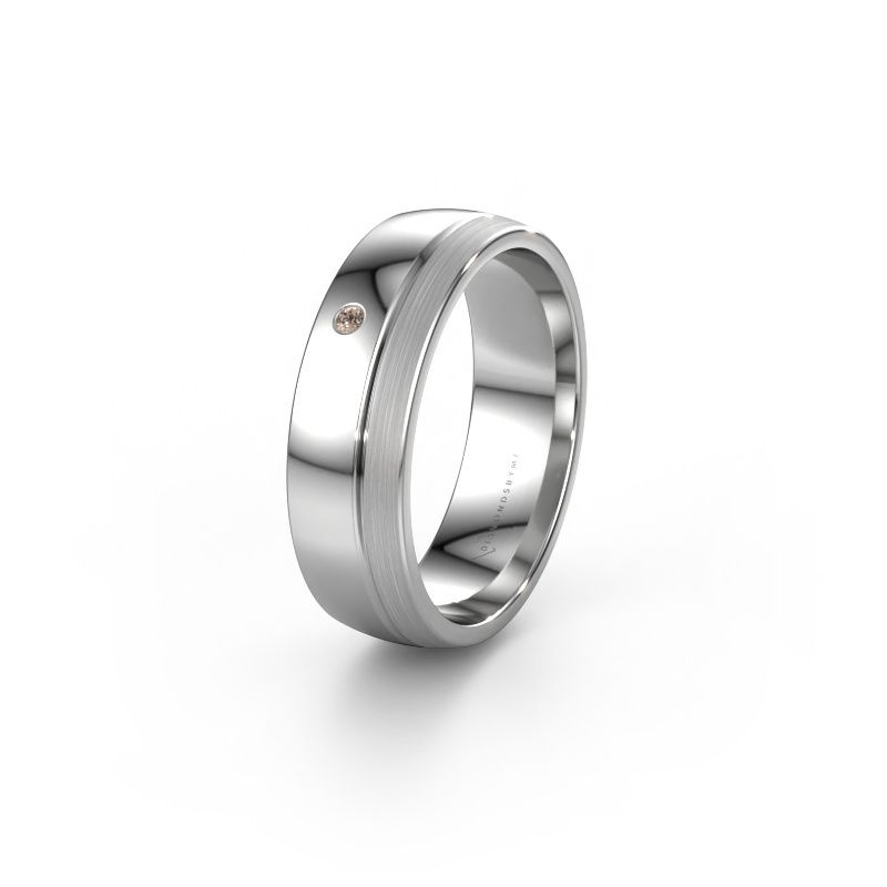 Wedding ring WH0301L26APM 585 white gold brown diamond ±6 x 1.7 mm