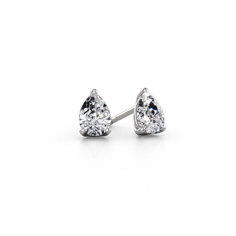 Clous d'oreilles Sam PER 950 platine zircone 7x5 mm