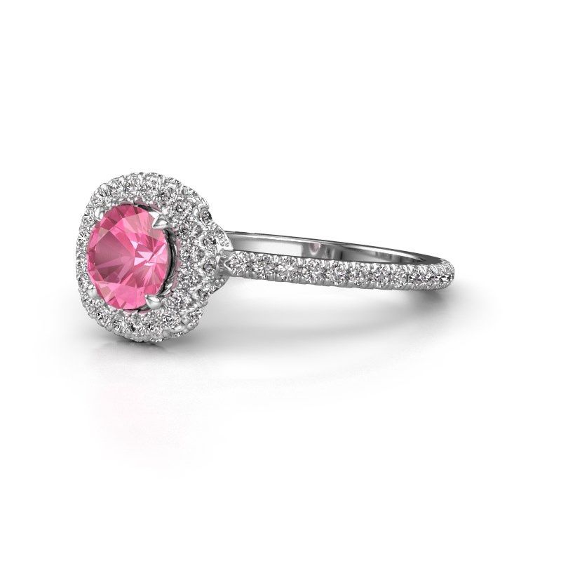 Image of Engagement ring Talitha RND 585 white gold pink sapphire 6.5 mm