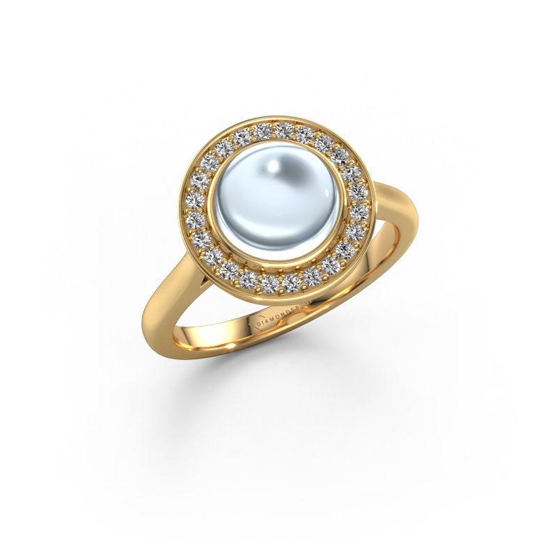 Bague Alisa 585 or jaune aigue-marine 8 mm