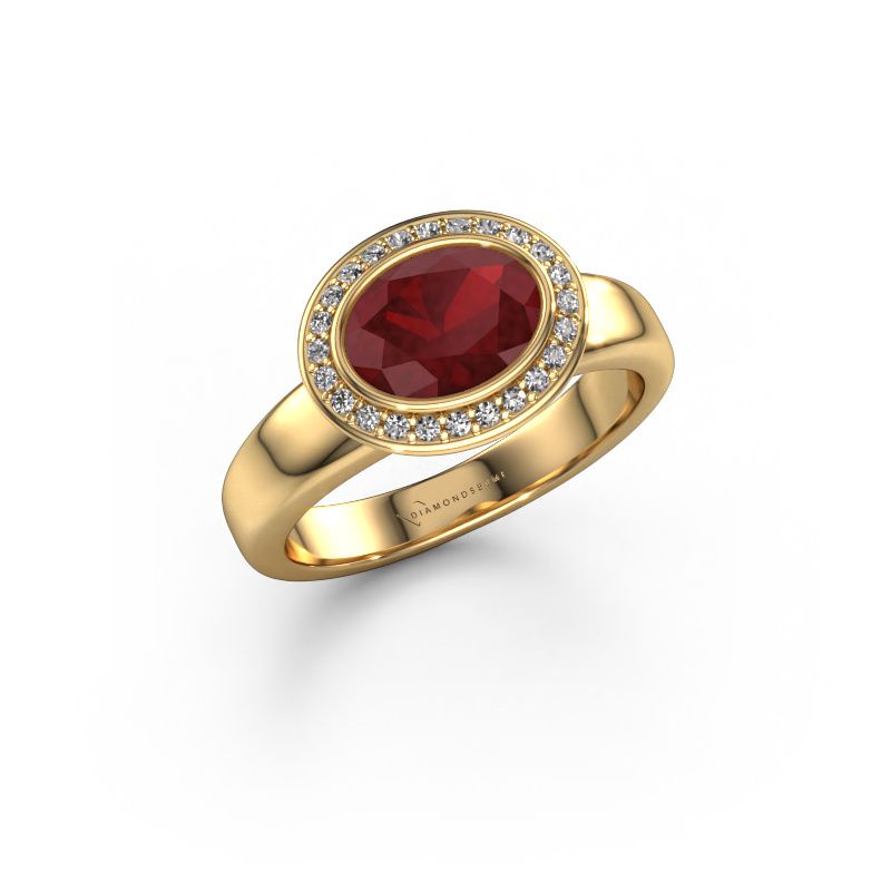 Ring Salena 585 goud robijn 8x6 mm