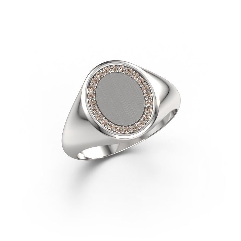 Signet ring Rosy Oval 2 950 platinum brown diamond 0.008 crt