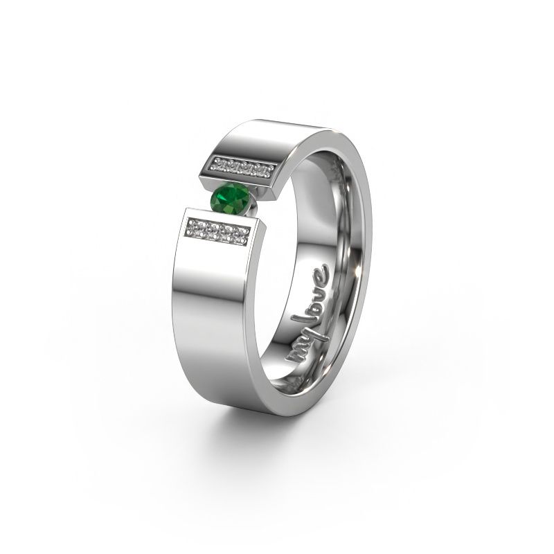 Wedding ring WH2096L16C 585 white gold ±6x2.2 mm emerald