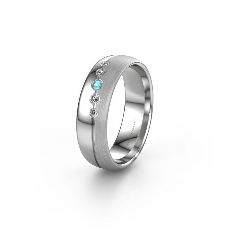 Wedding ring WH0925L36APM 950 platinum blue topaz ±6x1.7 mm