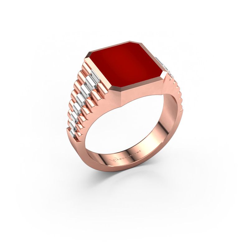 Signet ring Brent 2 585 rose gold carnelian 12x10 mm