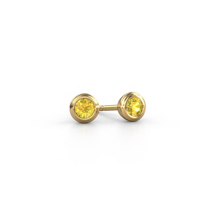 Clous d'oreilles Shemika 585 or jaune saphir jaune 4 mm