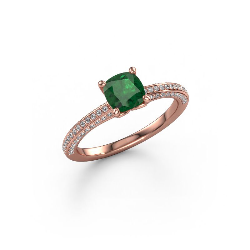 Verlobungsring Elenore cus 585 Roségold Smaragd 5.5 mm