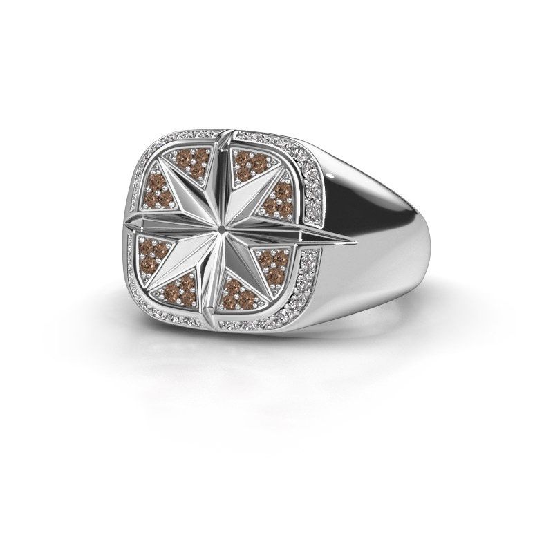 Afbeelding van Heren ring Ravi<br/>585 witgoud<br/>Bruine diamant 0.35 crt