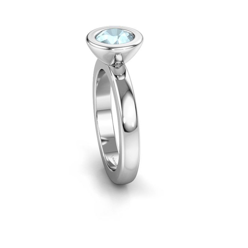 Image of Stacking ring Eloise Round 950 platinum aquamarine 6 mm