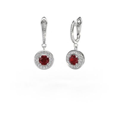 Drop earrings Ninette 2 950 platinum ruby 5 mm