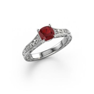 Bague de fiançailles Mallory cus 585 or blanc rubis 5.5 mm