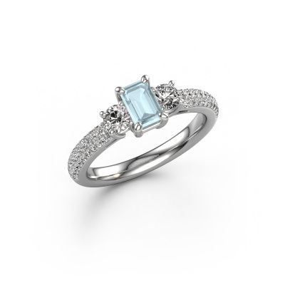 Engagement ring Marielle EME 585 white gold aquamarine 6x4 mm