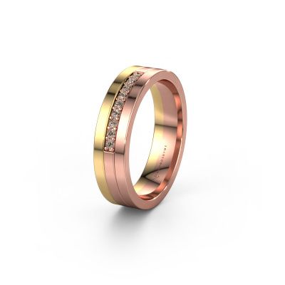 Wedding ring WH0413L15AP 585 rose gold brown diamond ±0.20x0.07 in
