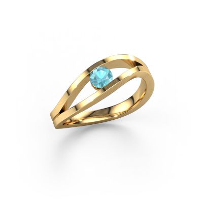 Ring Sigrid 1 585 goud blauw topaas 4 mm
