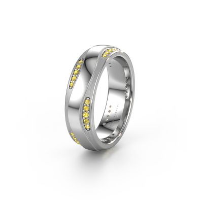 Wedding ring WH2062L26BM 585 white gold yellow sapphire ±0.24x0.08 in