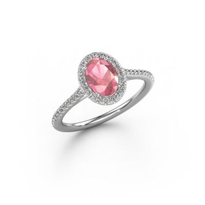 Engagement ring Seline ovl 2 585 white gold tourmaline pink 7x5 mm