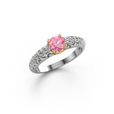 Verlovingsring Mellie 585 witgoud roze saffier 5 mm