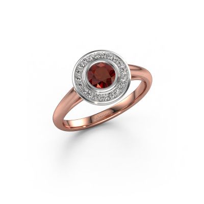 Verlobungsring Noud 1 RND 585 Roségold Granat 4.7 mm