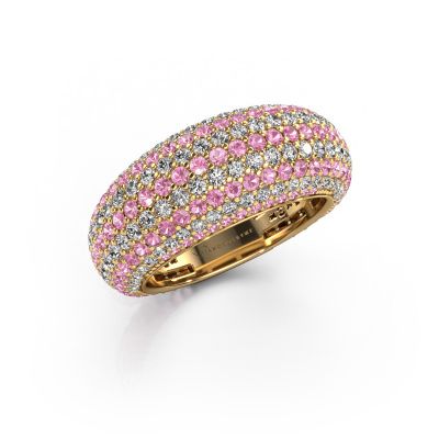 Ring Lyndia 585 gold pink sapphire 0.8 mm