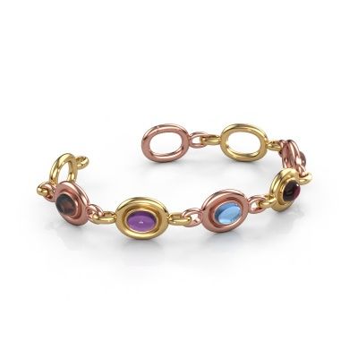 Link bracelet Maxima 5 585 rose gold smokey quartz 8x6 mm