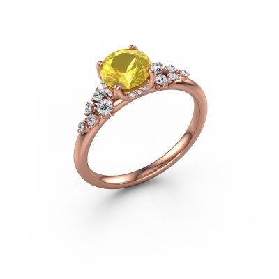 Engagement ring Emma RND 585 rose gold yellow sapphire 6.5 mm