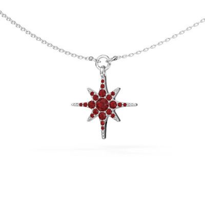 Necklace Star 585 white gold ruby 3 mm