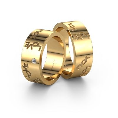 Eheringe set WHR0438LM ±6x2 mm 14 Karat Gold Diamant 0.03 crt