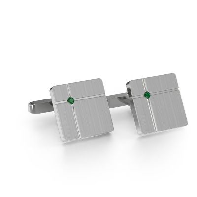 Cufflinks Hilco 585 white gold emerald 2 mm
