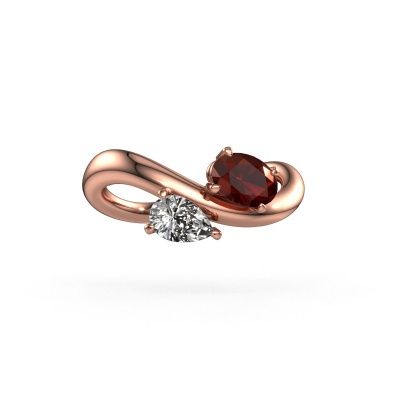 Engagement ring Chloe OVL-PER 585 rose gold garnet 6.5x4.5 mm